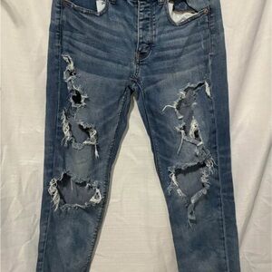 American Eagle Outfitters Women’s Blue Distressed Jeans Multiple Buttons Size 6